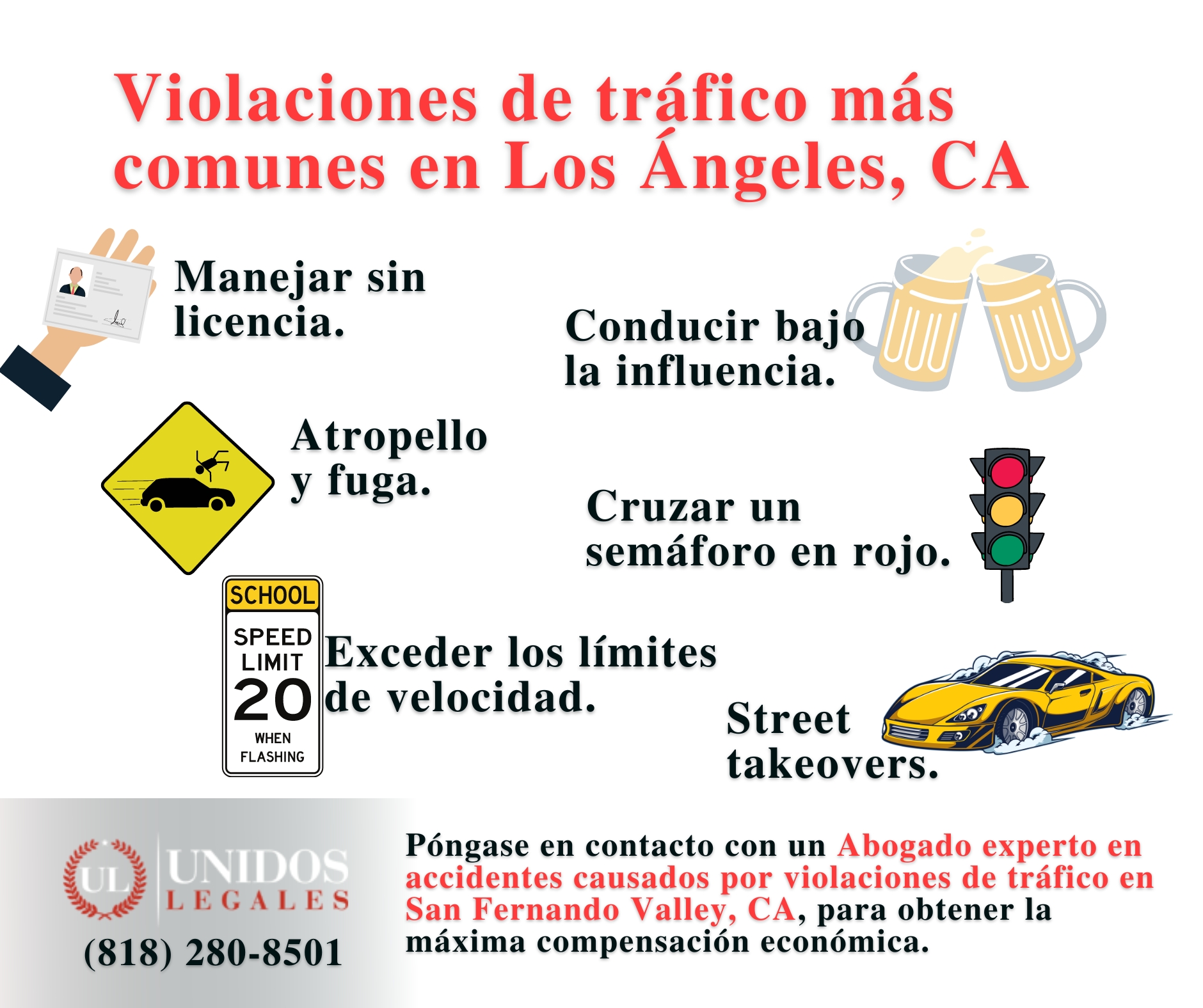violaciones de trafico mas comunes en los angeles california